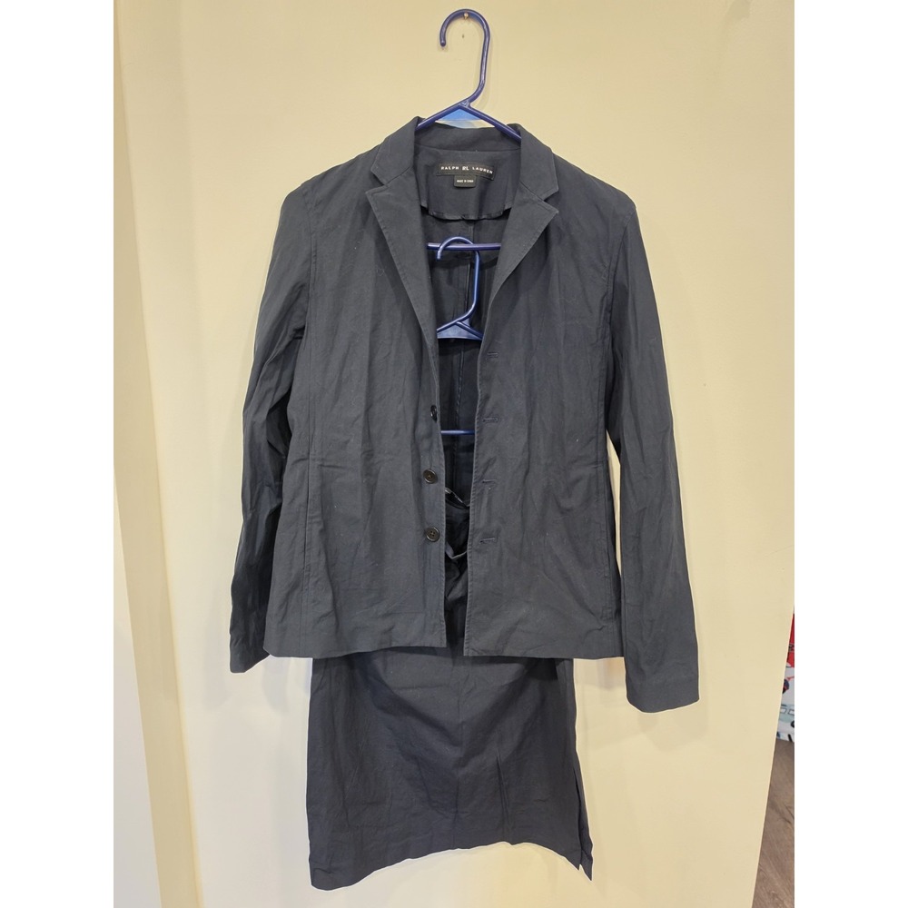Ralph RL Lauren Black Skirt Suit Women's Size 6 Blazer Pencil Skirt Career